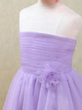 A-Line Strapless Tulle Flower Girl Dresses for Special Occasions