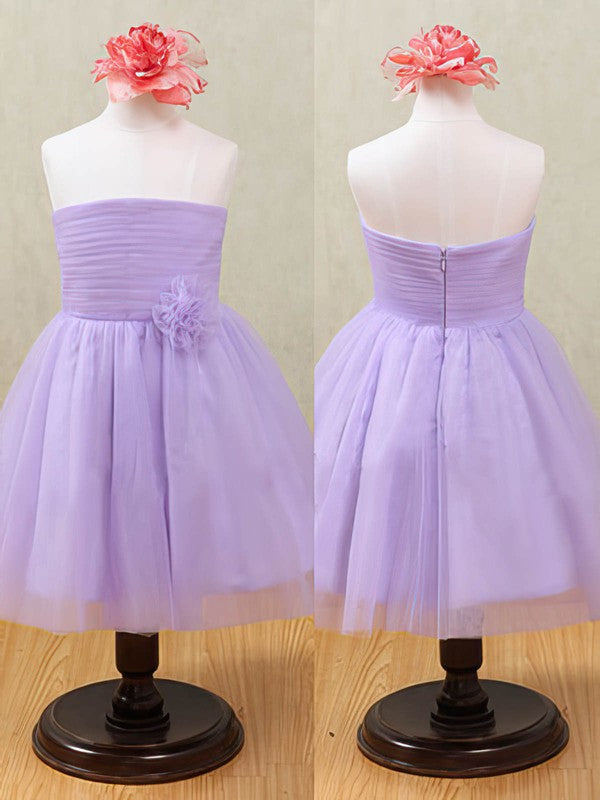 A-Line Strapless Tulle Flower Girl Dresses for Special Occasions