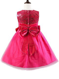 A-Line Tulle Sequined Flower Girl Dress with Bow and Scoop Neckline