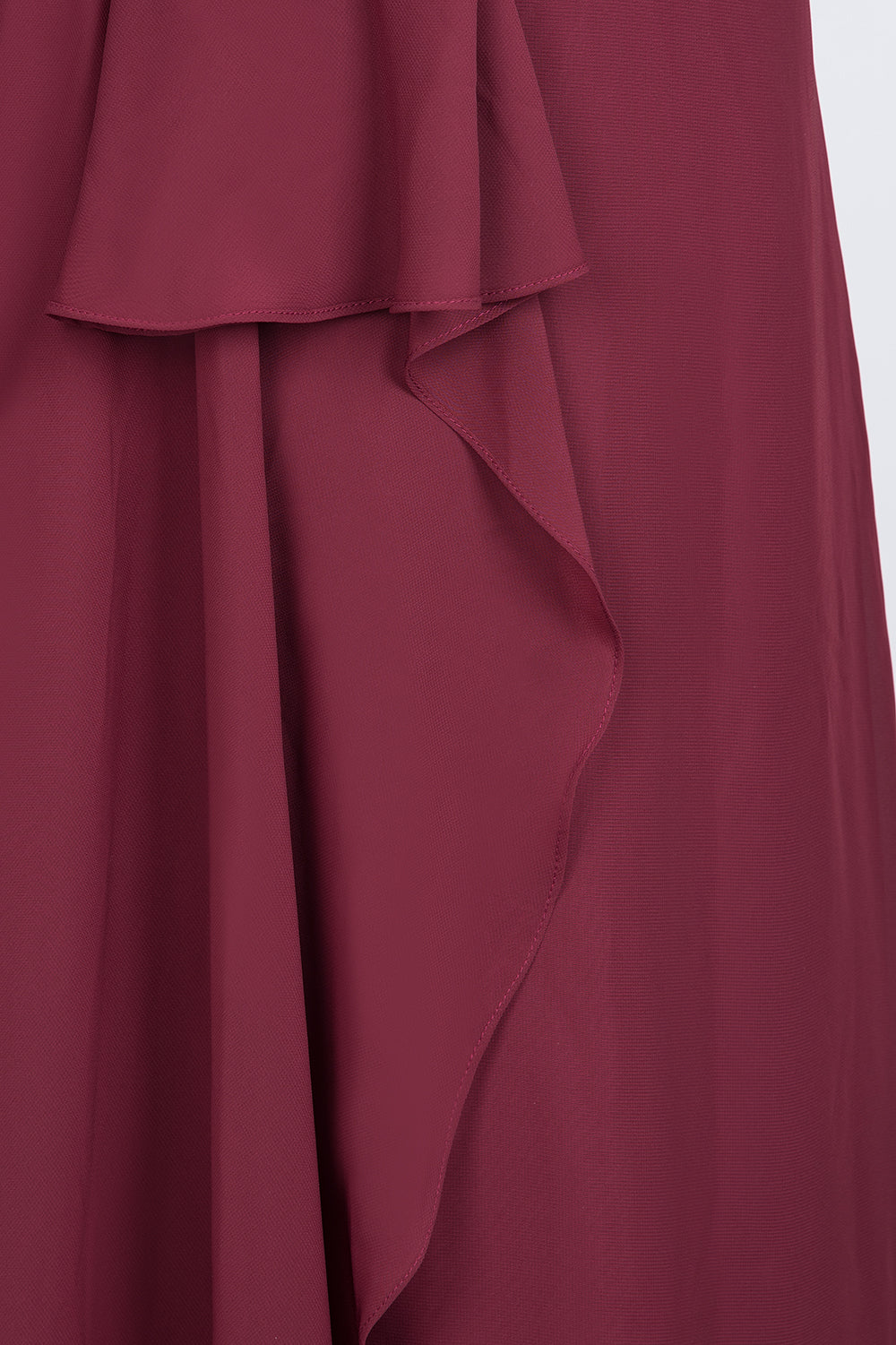 Affordable Chiffon Halter V-Neck Ruffle Burgundy Bridesmaid Dresses-Babyonlines