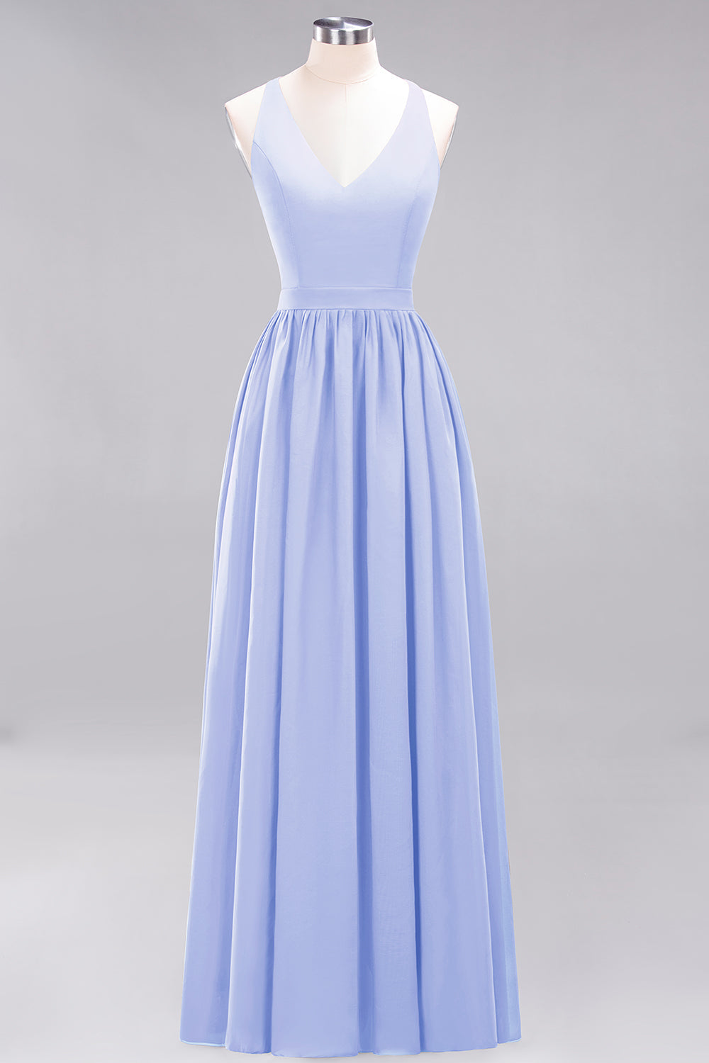 Affordable Chiffon V-Neck Sleeveless Lace Bridesmaid Dress Online-Babyonlines