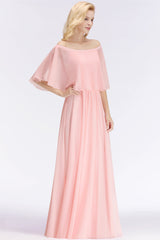 Affordable Flounced Crinkle Halter Bridesmaid Dresses Modest Pink Chiffon Wedding Party Dress-Babyonlines