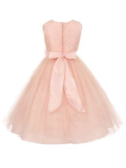 Affordable Flower Girl Dresses with Princess V-neck, Tulle Floor-length & Sashes / Ribbons