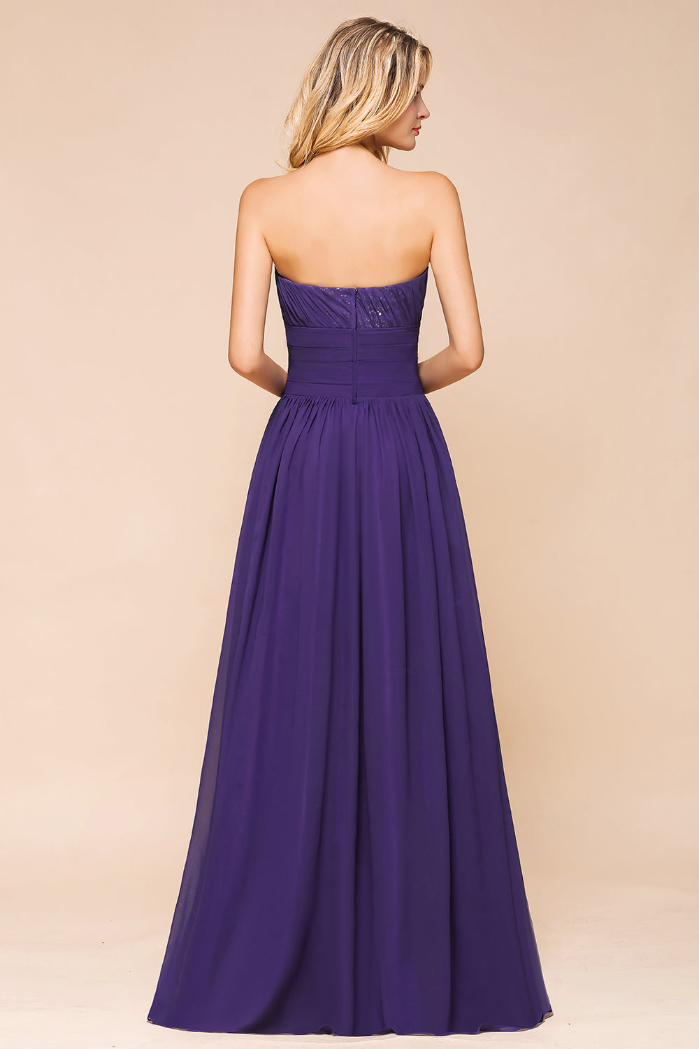 Affordable Sweetheart Sequins Regency Bridesmaid Dress with Pleats-Babyonlines