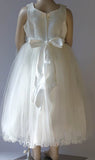 Beautiful A-line Scoop Neck Tulle Tea-length Bow Flower Girl Dress