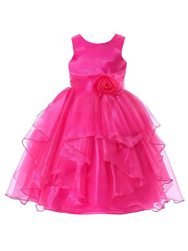 Beautiful Flower Girl Dresses with Scoop Neck and Organza Floor-length Sashes / Ribbons