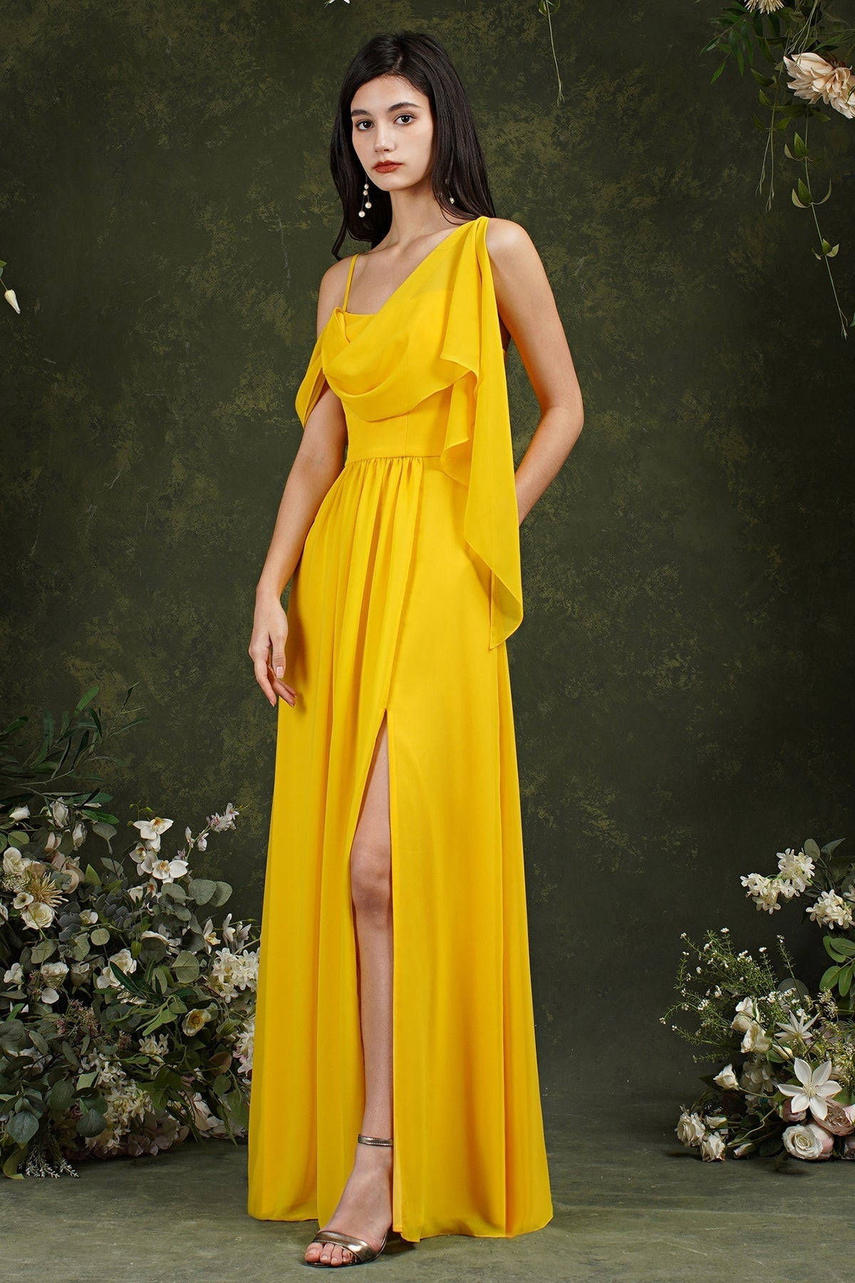 Bridesmaid Dress Side Split Long Chiffon-Babyonlines