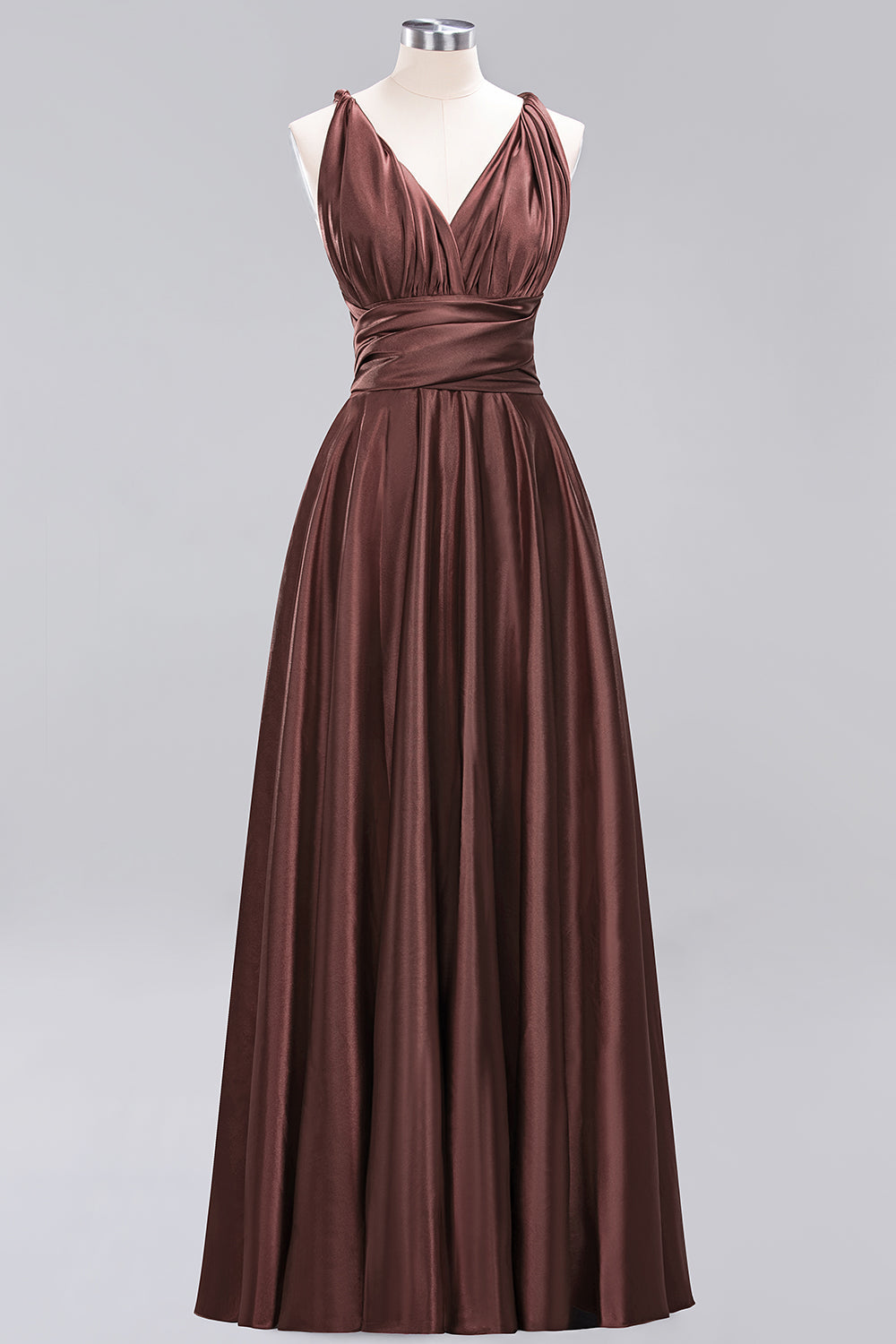 Chic Burgundy Satin Long Bridesmaid Dresses With One Shoulder-Babyonlines