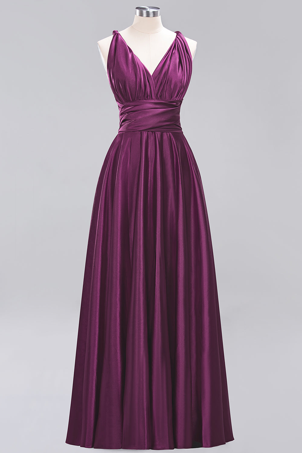 Chic Burgundy Satin Long Bridesmaid Dresses With One Shoulder-Babyonlines