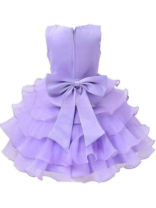 Discounted A-line Scoop Neck Organza Bow Tea-length Flower Girl Dresses