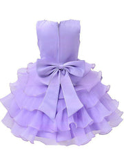 Discounted A-line Scoop Neck Organza Bow Tea-length Flower Girl Dresses