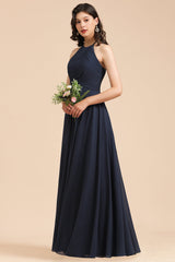 Elegant A-line Sleeveless V-Neck Ruffle Chiffon Lace Bridesmaid Dresses-Babyonlines