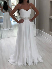 Elegant A-line Sweetheart Chiffon Floor-length Wedding Dress With Beading