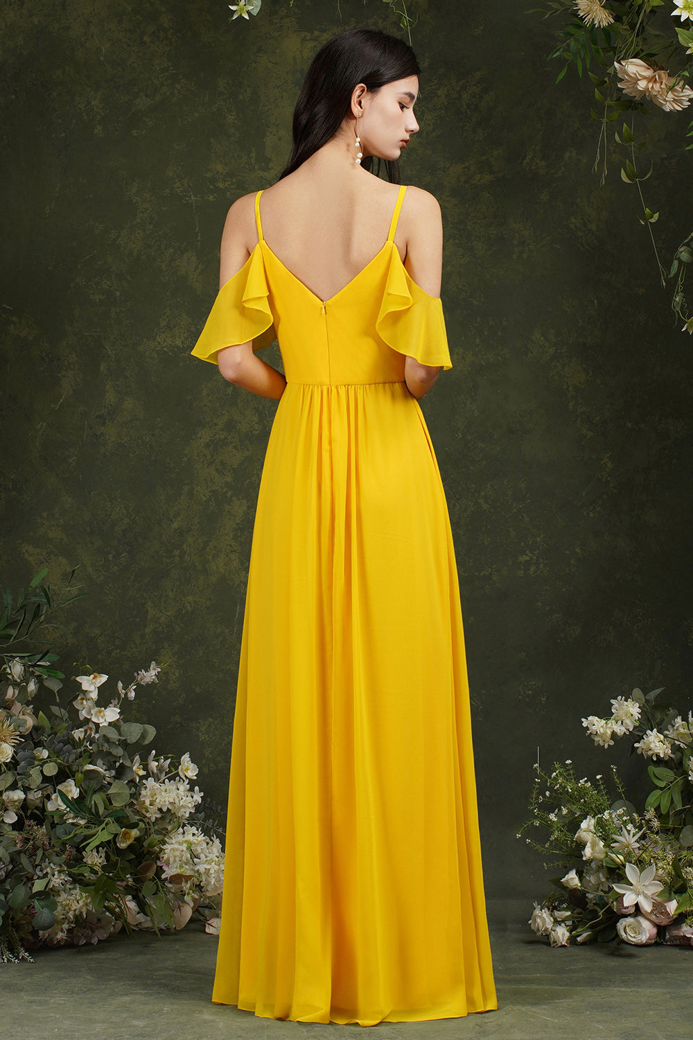 Elegant Chiffon Bridesmaid Dress Ruffles With Pockets-Babyonlines