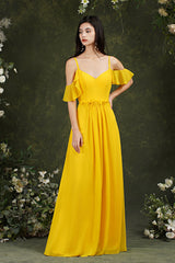 Elegant Chiffon Bridesmaid Dress Ruffles With Pockets-Babyonlines