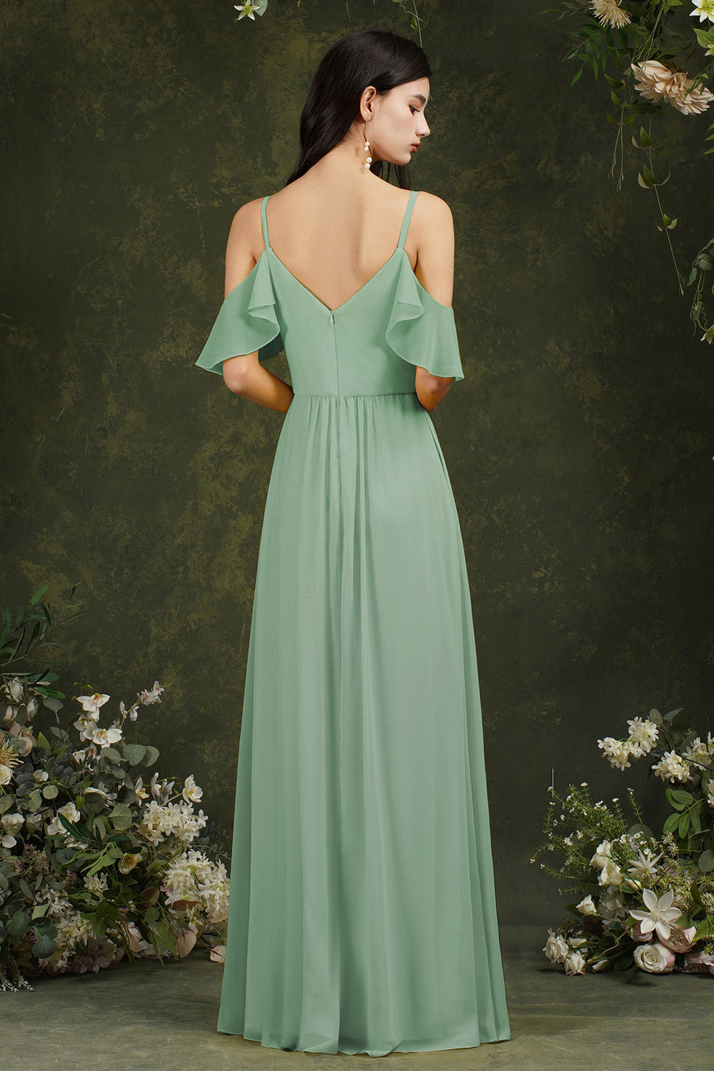 Elegant Chiffon Bridesmaid Dress Ruffles With Pockets-Babyonlines