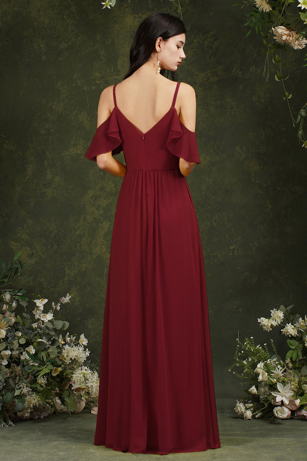 Elegant Chiffon Bridesmaid Dress Ruffles With Pockets-Babyonlines