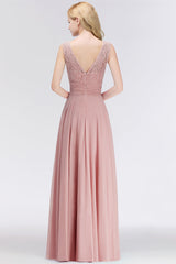 Elegant Lace Jewel Sleeveless Dusty Rose Bridesmaid Dress Online-Babyonlines