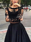 Elegant Lace Satin Appliques Princess Ball Gown Prom Dress