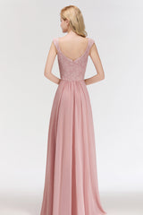 Elegant Lace Sweetheart Bridesmaid Dress Online Dusty Rose Chiffon Wedding Party Dress-Babyonlines