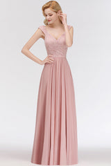 Elegant Lace Sweetheart Bridesmaid Dress Online Dusty Rose Chiffon Wedding Party Dress-Babyonlines