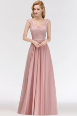 Elegant Lace Sweetheart Bridesmaid Dress Online Dusty Rose Chiffon Wedding Party Dress-Babyonlines