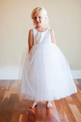 Elegant Princess Scoop Neck Tulle Flower Girl Dress