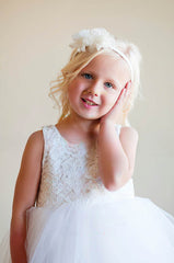 Elegant Princess Scoop Neck Tulle Flower Girl Dress