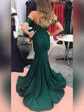 Elegant Trumpet/Mermaid Sweep Train Prom Dress with Off-the-shoulder Jersey Ruffles