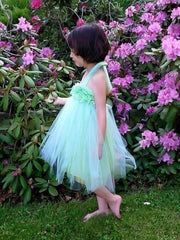 Empire Halter Tulle Knee-length Ruffles Flower Girl Dress