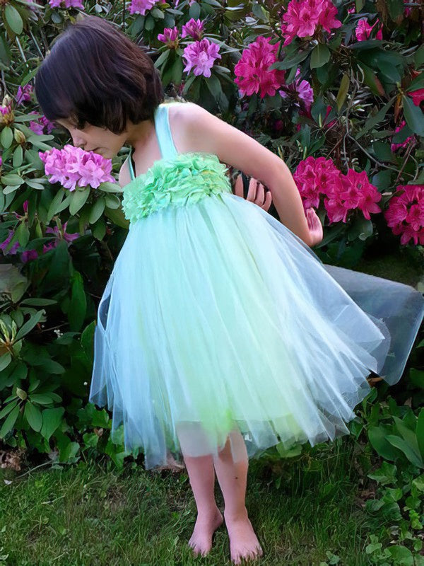 Empire Halter Tulle Knee-length Ruffles Flower Girl Dress