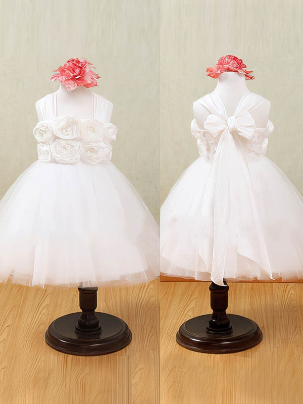 Gorgeous Halter Ball Gown Tulle Flower Girl Dresses with Sashes and Ribbons