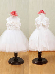 Gorgeous Halter Ball Gown Tulle Flower Girl Dresses with Sashes and Ribbons