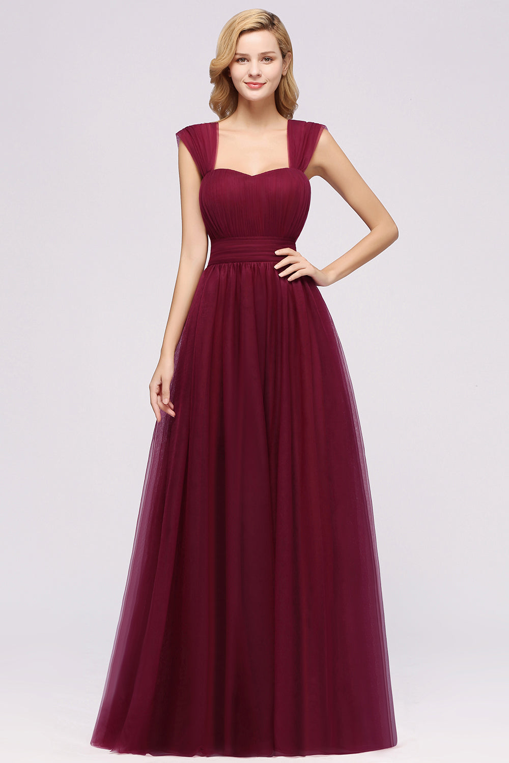 Gorgeous Sweetheart Straps Ruffle Burgundy Bridesmaid Dresses Online-Babyonlines