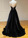 Gorgeous V-neck Velvet Sweep Train Ball Gown Prom Dresses