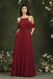 Halter Chiffon Bridesmaid Dress Long WIth Ruffle-Babyonlines