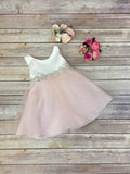 Inexpensive A-line Scoop Neck Tulle Beading Tea-length Flower Girl Dress