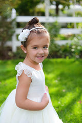 Lace Flower Girl Dresses - Ball Gown Scoop Neck Tulle Tea-length