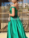 Luxurious Off-the-Shoulder Satin Ball Gown Prom Dress