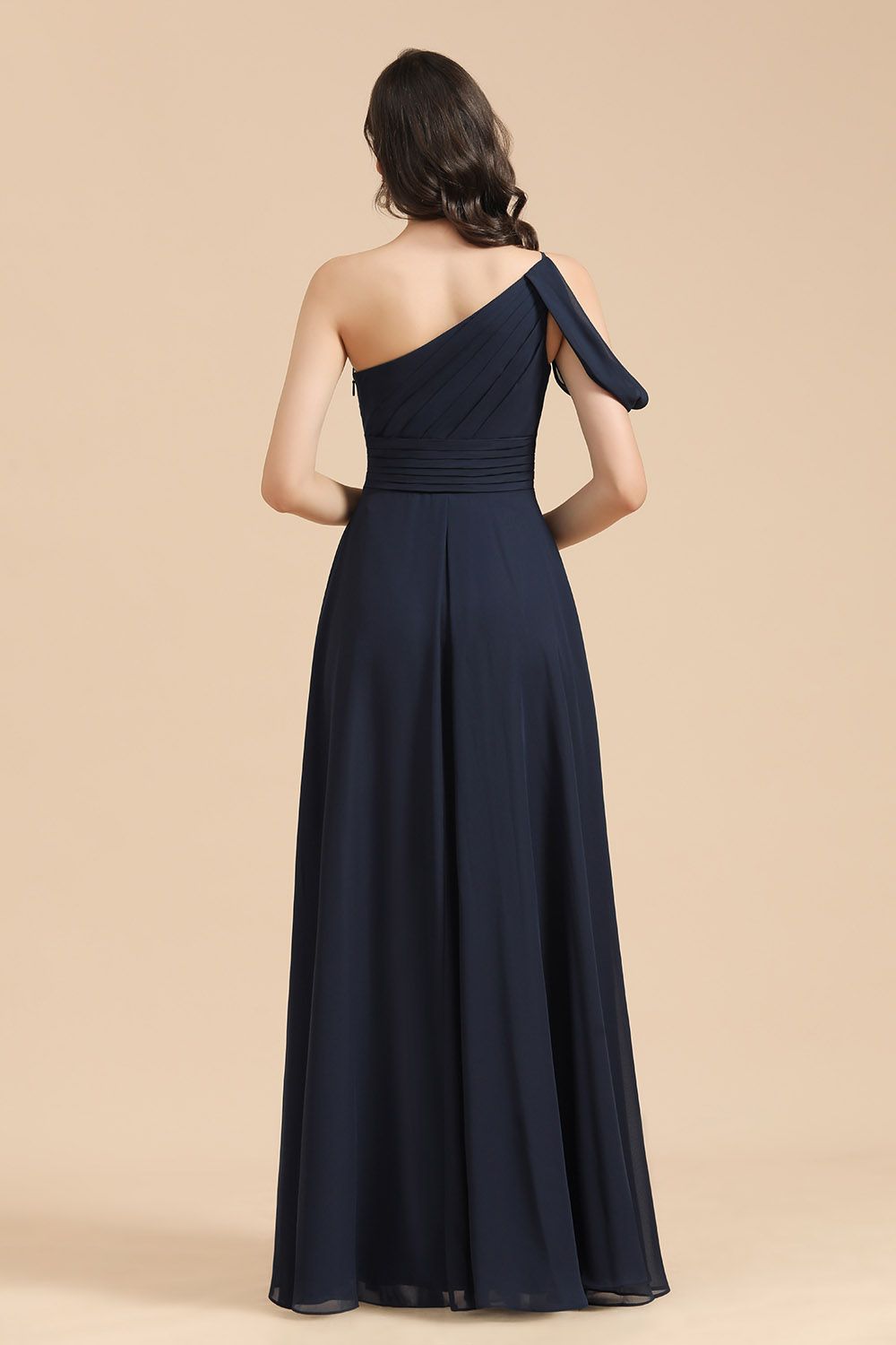 New Arrival Black One Shoulder A-line Long Bridesmaid Dress-Babyonlines