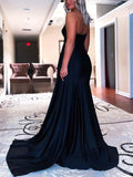 One Shoulder Trumpet/Mermaid Prom Dress with Satin Ruffles and Sweep Train