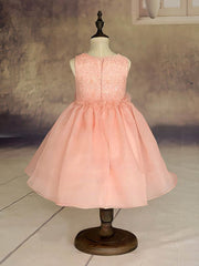 Organza Ball Gown Ruffles Flower Girl Dresses with Scoop Neck and Ankle-length