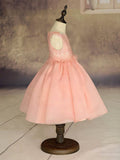 Organza Ball Gown Ruffles Flower Girl Dresses with Scoop Neck and Ankle-length