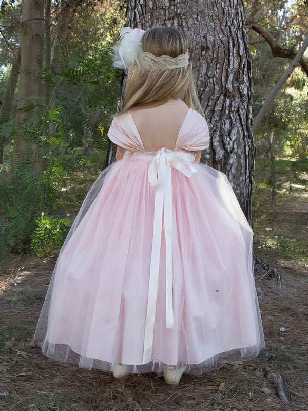 Pretty Princess Sweetheart Ankle-length Flower Girl Dresses with Tulle Sashes / Ribbons in Pink