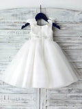 Satin Organza Ball Gown with Scoop Neck and Beading for Flower Girl Dresses