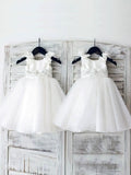 Satin Organza Ball Gown with Scoop Neck and Beading for Flower Girl Dresses