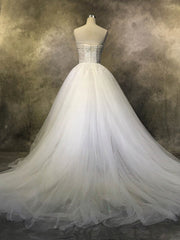 Straight Tulle Court Train Wedding Dress With Appliques Lace for Ball Gown Look