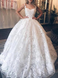 Stunning Ball Gown Tulle Wedding Dress with Square Neckline and Appliques Lace