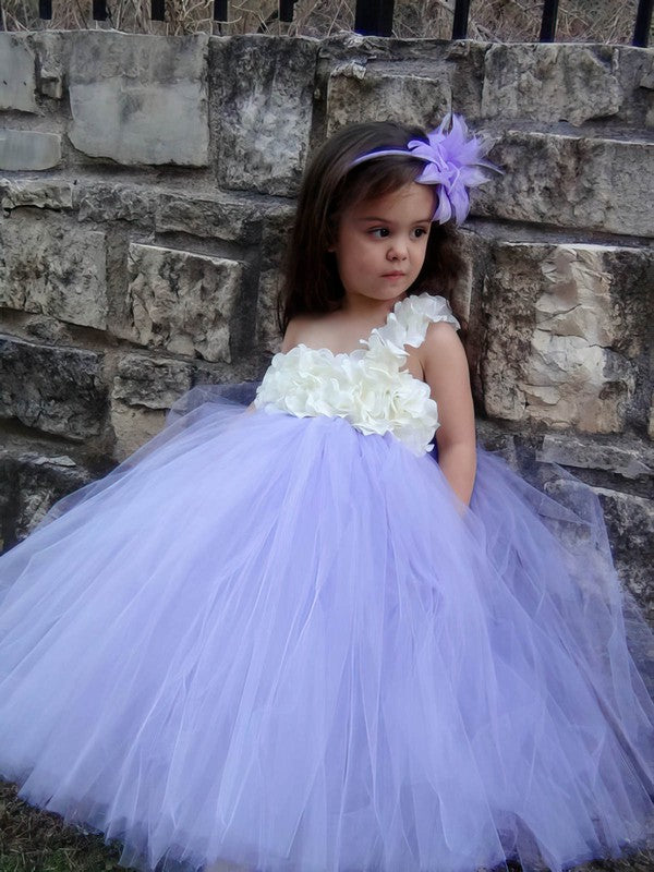 Stunning Flower Girl Dresses - One Shoulder Empire Tulle Floor-length Flower(s)