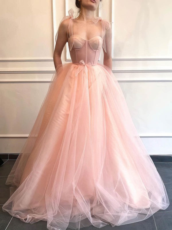 Sweetheart Bow Prom Dress - Floor-length Ball Gown/Princess Tulle